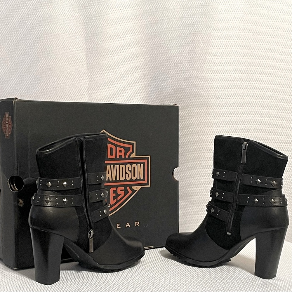 NIB Harley Davidson Women’s Black Leather & Suede Boot size 9 - Picture 4 of 7